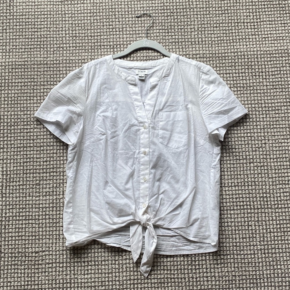 White Button-up Front-tie Top